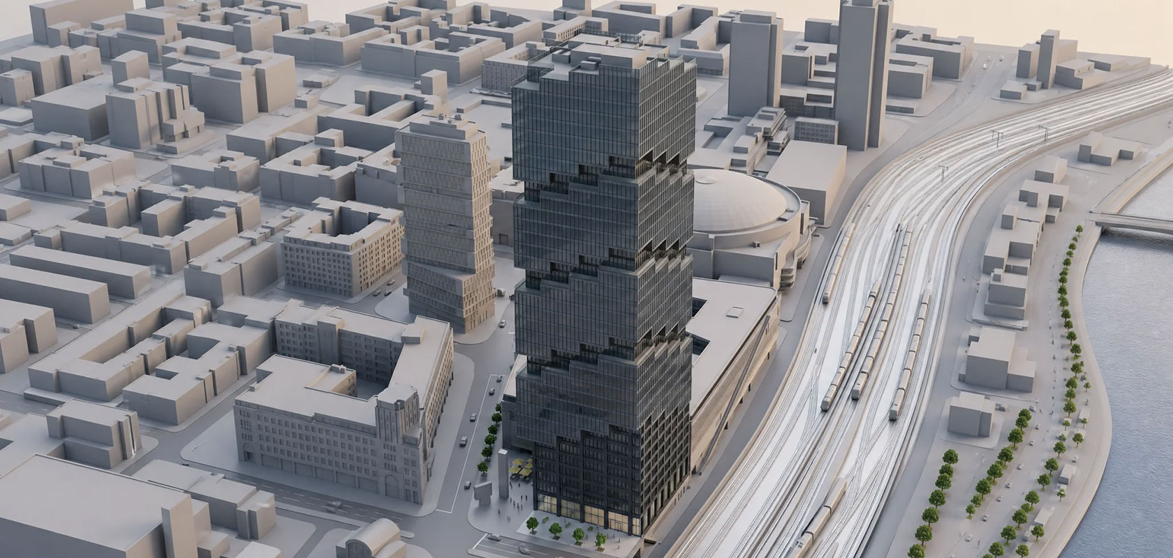 Bürohochhaus Edge East Side für MSR-Inbetriebnahme und Tests.
