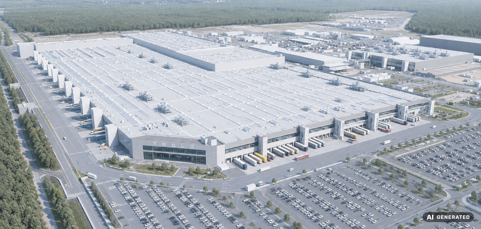 Produktionsanlage der Tesla Gigafactory für BFSM und Sachverständige.